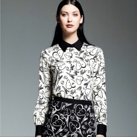 NWT Catherine Malandrino for Designation Love Paris Chiffon Button Down Shirt XS - Picture 8 of 9